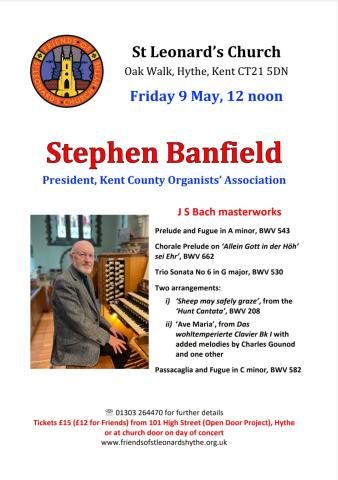 Flyer for 9 May organ recital in Hythe